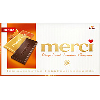 Шоколад Merci горький 70% Апельсин-миндаль 100 г фото Шоколад Merci горький 70% Апельсин-миндаль 100 г