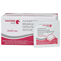 Спиртовые салфетки антисептические 30x65 мм, КОМПЛЕКТ 100 шт., SOYUZ, короб, СП11-11