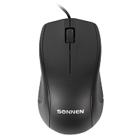 Мышь проводная SONNEN М-201, USB, 1000 dpi, 2 кнопки + колесо-кнопка, оптическая, черная, 512631 фото Мышь проводная SONNEN М-201, USB, 1000 dpi, 2 кнопки + колесо-кнопка, оптическая, черная, 512631