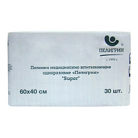 Пеленки одноразовые впитывающие Пелигрин Super 60x40 см (30 штук в упаковке) фото Пеленки одноразовые впитывающие Пелигрин Super 60x40 см (30 штук в упаковке)