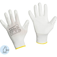 Перчатки рабочие защитные Gward White PU1001 нейлоновые с полиуретановым покрытием белые (4 нити, 13 класс, размер 7 (S), 12 пар в упаковке) фото Перчатки рабочие защитные Gward White PU1001 нейлоновые с полиуретановым покрытием белые (4 нити, 13 класс, размер 7 (S), 12 пар в упаковке)