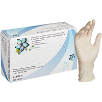 Перчатки медицинские смотровые латексные Cerebrum текстурированные нестерильные неопудренные размер XS (5-6) белые (50 пар/100 штук в упаковке)