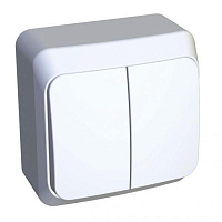 Выключатель двухклавишный Schneider Electric Этюд 10А IP20 открытого монтажа белый (BA10-002B) фото Выключатель двухклавишный Schneider Electric Этюд 10А IP20 открытого монтажа белый (BA10-002B)