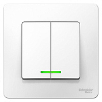 Выключатель двухклавишный Schneider Electric Blanca 10А IP20 с рамкой скрытого монтажа с подсветкой белый (BLNVS010511) фото Выключатель двухклавишный Schneider Electric Blanca 10А IP20 с рамкой скрытого монтажа с подсветкой белый (BLNVS010511)