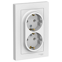 Розетка Schneider Electric AtlasDesign двухместная с заземлением 16А IP20 с рамкой скрытого монтажа белая (ATN000124) фото Розетка Schneider Electric AtlasDesign двухместная с заземлением 16А IP20 с рамкой скрытого монтажа белая (ATN000124)