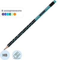 Карандаш чернографитный НВ с ластиком Kores заточенный трехгранный фото Карандаш чернографитный НВ с ластиком Kores заточенный трехгранный
