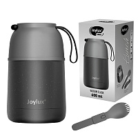 Термос 0,6 л для еды/напитков с широким горлом, JOYLUX (ДЖОЙЛЮКС) LUNCH, нержавеющая сталь SUS304, ложка-вилка, 700326