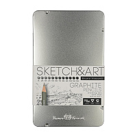 Набор карандашей чернографитных художественных Sketch&Art заточенные трехгранные, корпус серый (12 штук) фото Набор карандашей чернографитных художественных Sketch&Art заточенные трехгранные, корпус серый (12 штук)