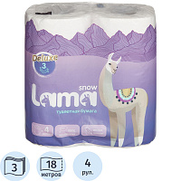 Бумага туалетная Lama 3-слойная белая (4 рулона в упаковке) фото Бумага туалетная Lama 3-слойная белая (4 рулона в упаковке)