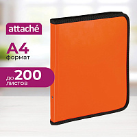 Папка-конверт на молнии с 3-х сторон Attache Neon A4 оранжевая фото Папка-конверт на молнии с 3-х сторон Attache Neon A4 оранжевая