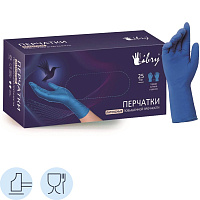 Перчатки одноразовые Libry латексные неопудренные особопрочные синие (размер M, 50 штук/25 пар в упаковке) фото Перчатки одноразовые Libry латексные неопудренные особопрочные синие (размер M, 50 штук/25 пар в упаковке)