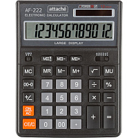 Калькулятор настольный Attache AF-222 12-разрядный черный 203x158x40 мм фото Калькулятор настольный Attache AF-222 12-разрядный черный 203x158x40 мм