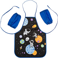 Фартук для труда Комус Класс (№1 School) Space time черный с нарукавниками фото Фартук для труда Комус Класс (№1 School) Space time черный с нарукавниками
