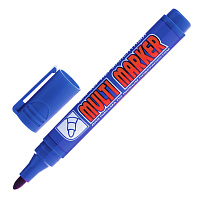 Маркер перманентный Crown Multi Marker синий (толщина линии 3-5 мм) круглый наконечник фото Маркер перманентный Crown Multi Marker синий (толщина линии 3-5 мм) круглый наконечник