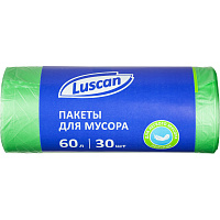 Мешки для мусора Luscan 60 л зеленые (ПНД 10 мкм, 30 штук) фото Мешки для мусора Luscan 60 л зеленые (ПНД 10 мкм, 30 штук)