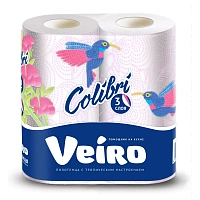 Полотенца бумажные VEIRO Colibri 3-сл.,бел.с гол.тиснен2рул./уп.8п32_ВлгЧлб