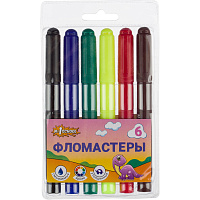 Фломастеры Комус Класс (№1 School) Дино 6 цветов с вентилируемыми колпачками смываемые утолщенные фото Фломастеры Комус Класс (№1 School) Дино 6 цветов с вентилируемыми колпачками смываемые утолщенные