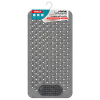 Коврик для ванны противоскользящий с теркой для ступней 68х36 см, серый, ПВХ, присоски, PRIMILA (ПРИМИЛА), 700389