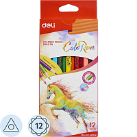 Карандаши цветные Deli ColoRun 12 карандашей 12 цветов трёхгранные (EC00300) фото Карандаши цветные Deli ColoRun 12 карандашей 12 цветов трёхгранные (EC00300)