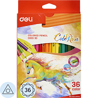 Карандаши цветные Deli ColoRun 36 цветов трехгранные фото Карандаши цветные Deli ColoRun 36 цветов трехгранные