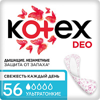 Прокладки женские ежедневные Kotex Ультратонкие Део (56 штук в упаковке) фото Прокладки женские ежедневные Kotex Ультратонкие Део (56 штук в упаковке)