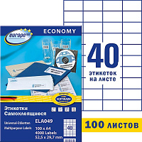 Этикетки самоклеящиеся Europе 52.5x29.7 мм 40 штук на листе белые (100 листов в упаковке) фото Этикетки самоклеящиеся Europе 52.5x29.7 мм 40 штук на листе белые (100 листов в упаковке)