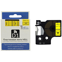 Картридж Vell VL-D-S0720580/45018 для принтера этикеток Dymo (12 мм x 7 м, цвет ленты желтый, шрифт черный) фото Картридж Vell VL-D-S0720580/45018 для принтера этикеток Dymo (12 мм x 7 м, цвет ленты желтый, шрифт черный)