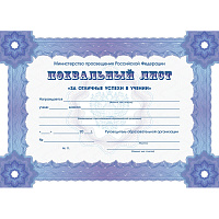 Похвальный лист За успехи в учебе МП РФ А4 250 г/кв.м синяя рамка (10 штук в упаковке) фото Похвальный лист За успехи в учебе МП РФ А4 250 г/кв.м синяя рамка (10 штук в упаковке)