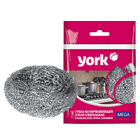 Губка-мочалка для посуды York металлическая 7x7 см 40 г фото Губка-мочалка для посуды York металлическая 7x7 см 40 г
