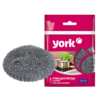 Губка-мочалка для посуды York металлическая 11x11 см 50 г фото Губка-мочалка для посуды York металлическая 11x11 см 50 г