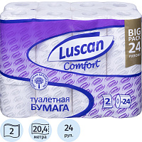 Бумага туалетная Luscan Comfort 2-слойная белая (24 рулона в упаковке) фото Бумага туалетная Luscan Comfort 2-слойная белая (24 рулона в упаковке)