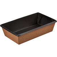 Бумажный контейнер без крышки OneClick 800 мл коричневый/черный (200х120х55 мм, 300 штук в упаковке)