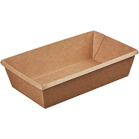 Бумажный контейнер без крышки OneClick 800 мл коричневый (200х120х55 мм, 300 штук в упаковке)