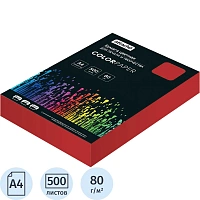 Бумага цветная для печати Attache красный интенсив (А4, 80 г/кв.м, 500 листов)