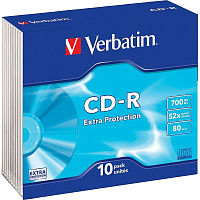 Диск CD-R Verbatim Extra Protection 700 МБ 52x slim box 43415 (10 штук в упаковке) фото Диск CD-R Verbatim Extra Protection 700 МБ 52x slim box 43415 (10 штук в упаковке)