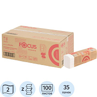 Полотенца бумажные листовые Focus Z-сложение 2-слойные белые 35 пачек по 100 листов (5076395) фото Полотенца бумажные листовые Focus Z-сложение 2-слойные белые 35 пачек по 100 листов (5076395)