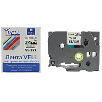 Картридж Vell VL-251 для принтера этикеток Brother (24 мм x 8 м, цвет ленты белый, шрифт черный) фото Картридж Vell VL-251 для принтера этикеток Brother (24 мм x 8 м, цвет ленты белый, шрифт черный)