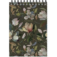 Блокнот Принты А6 60л, клетка, обл. мел. картон, спираль,Цветы