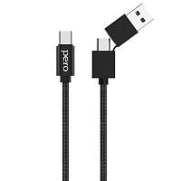 Кабель Pero DC-07 USB Type-C/USB-A - USB Type-C 60 Вт 1 метр черный (4603768350972) фото Кабель Pero DC-07 USB Type-C/USB-A - USB Type-C 60 Вт 1 метр черный (4603768350972)