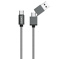 Кабель Pero DC-07 USB Type-C/USB-A - USB Type-C 60 Вт 1 метр серый (4603768350989) фото Кабель Pero DC-07 USB Type-C/USB-A - USB Type-C 60 Вт 1 метр серый (4603768350989)