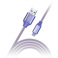 Кабель Smartbuy iK-12NS, USB - micro-USB, в оплетке, 2A output, 1м, фиолетовый фото Кабель Smartbuy iK-12NS, USB - micro-USB, в оплетке, 2A output, 1м, фиолетовый