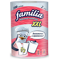 Полотенца бумажные Familia XXL 2-слойные белые по 25 метров фото Полотенца бумажные Familia XXL 2-слойные белые по 25 метров