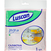 Салфетка хозяйственная Luscan микрофибра 30х30 см 200 г/кв.м зеленая фото Салфетка хозяйственная Luscan микрофибра 30х30 см 200 г/кв.м зеленая