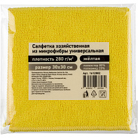Салфетка хозяйственная микрофибра 30х30 см 280 г/кв.м желтая фото Салфетка хозяйственная микрофибра 30х30 см 280 г/кв.м желтая