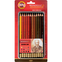 Карандаши акварельные Koh-i-Noor Mondeluz шестигранные коричневые 12 цветов в наборе фото Карандаши акварельные Koh-i-Noor Mondeluz шестигранные коричневые 12 цветов в наборе