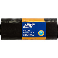 Мешки для мусора Luscan 200 л черные (ПВД 80 мкм, 20 штук) фото Мешки для мусора Luscan 200 л черные (ПВД 80 мкм, 20 штук)