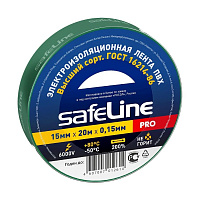 Изолента Safeline ПВХ 15 мм x 20 м зеленая фото Изолента Safeline ПВХ 15 мм x 20 м зеленая