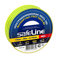Изолента Safeline ПВХ 19 мм x 20 м желто-зеленая фото Изолента Safeline ПВХ 19 мм x 20 м желто-зеленая