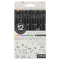 Набор линеров (капиллярных ручек) Sketch&Art black edition 12 цветов толщина линии 0.36 мм фото Набор линеров (капиллярных ручек) Sketch&Art black edition 12 цветов толщина линии 0.36 мм