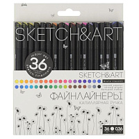 Набор линеров (капиллярных ручек) Sketch&Art black edition 36 цветов толщина линии 0.36 мм фото Набор линеров (капиллярных ручек) Sketch&Art black edition 36 цветов толщина линии 0.36 мм